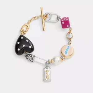 Bracelet à breloques cœur et épingle à nourrice