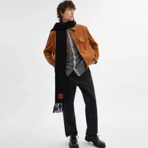 Cache-col oversize avec pièce écusson en cuir