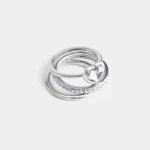 Ensemble De Bagues Cœur Halo