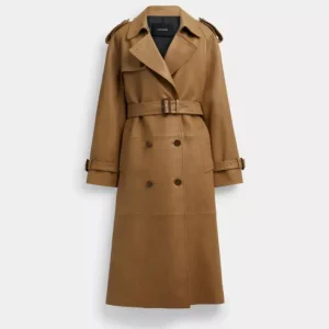 Trench croisé en cuir