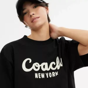 T-shirt court signature Cursive