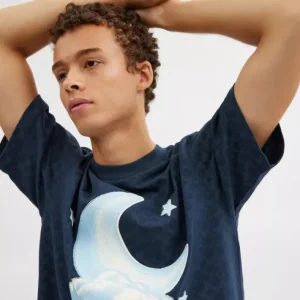 T-shirt décontracté lune exclusif en coton biologique